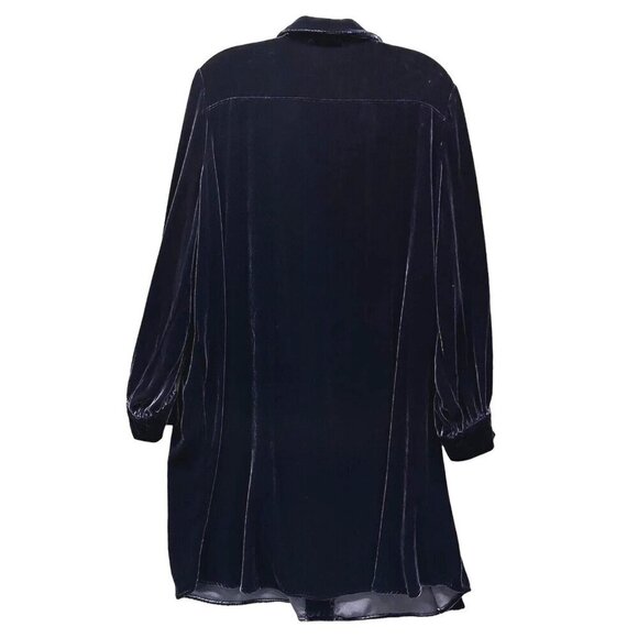 Sundance Hendrix Velvet Shirt Dress Womens XXL Silk Rayon Paris Night Blue Relax - Picture 8 of 11